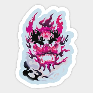 Traditional Pink Oni Mask Sticker